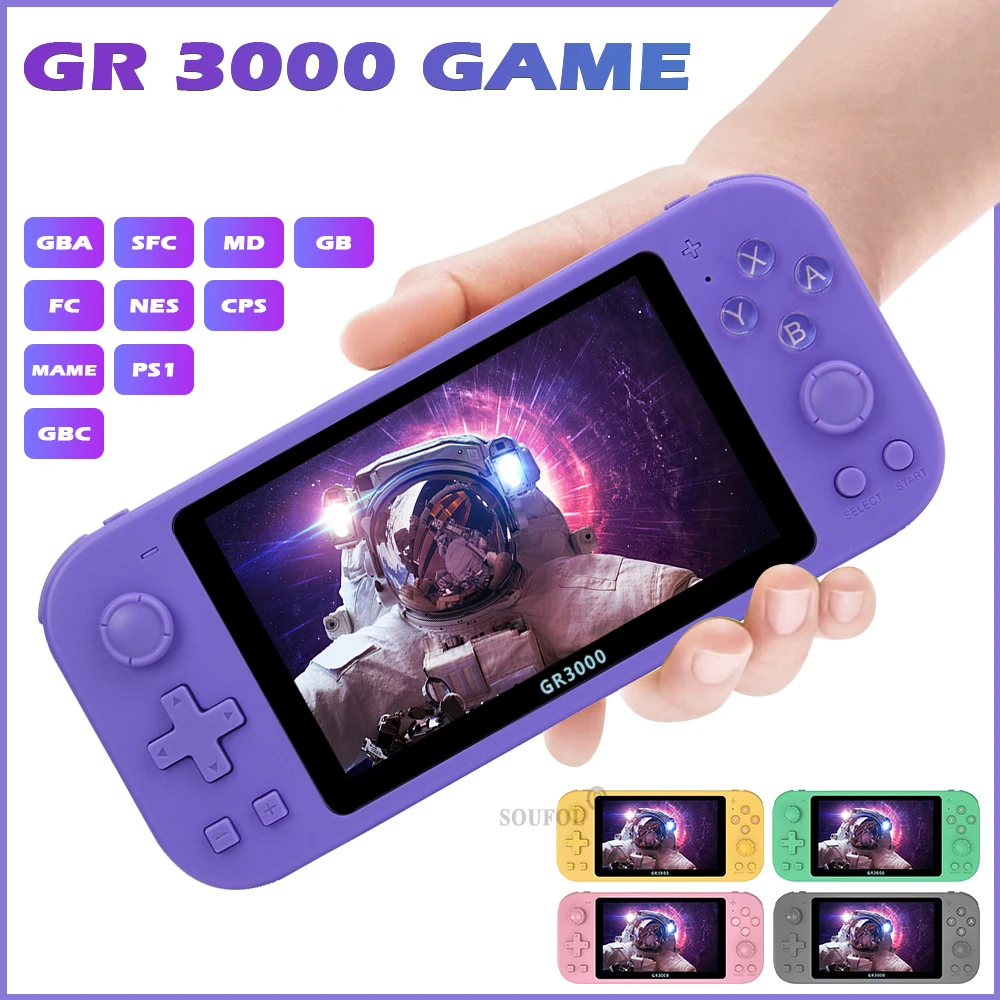 

New GR3000 Handheld Game Console 5.1 inch HD Screen Rocker Arcade Game Consoles GB/GBA/NES/SFC/MAME Dropshipping