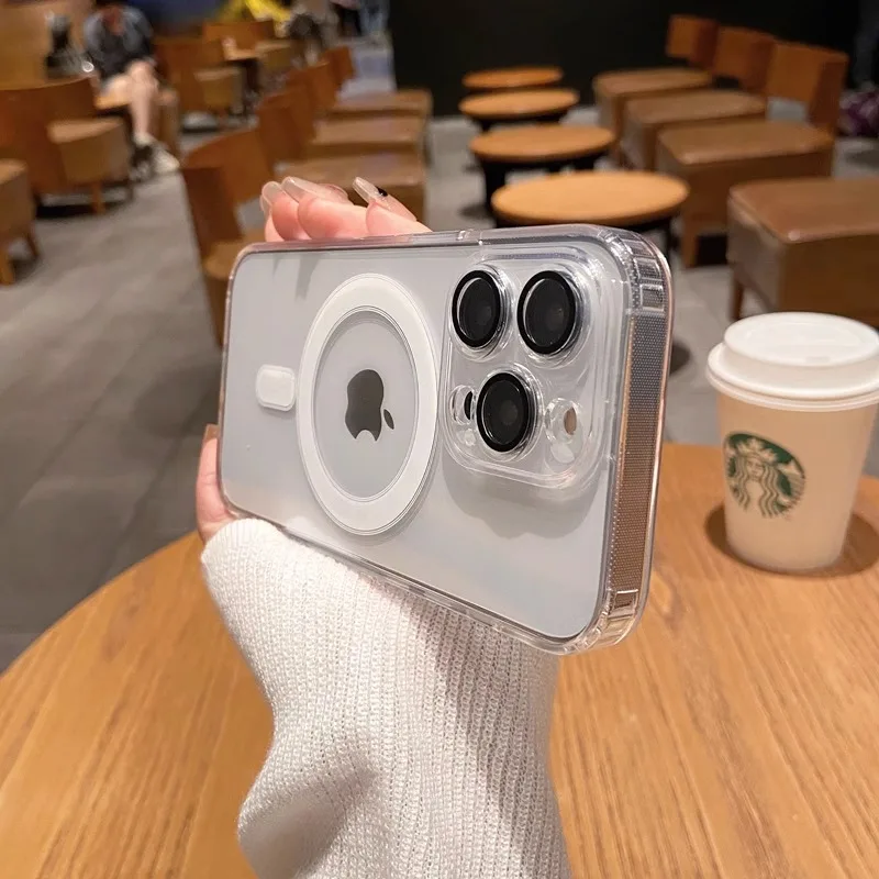 Crystal Clear Magnetic Acrylic Shockproof Case with MagSafe Wireless Charging Compatibility