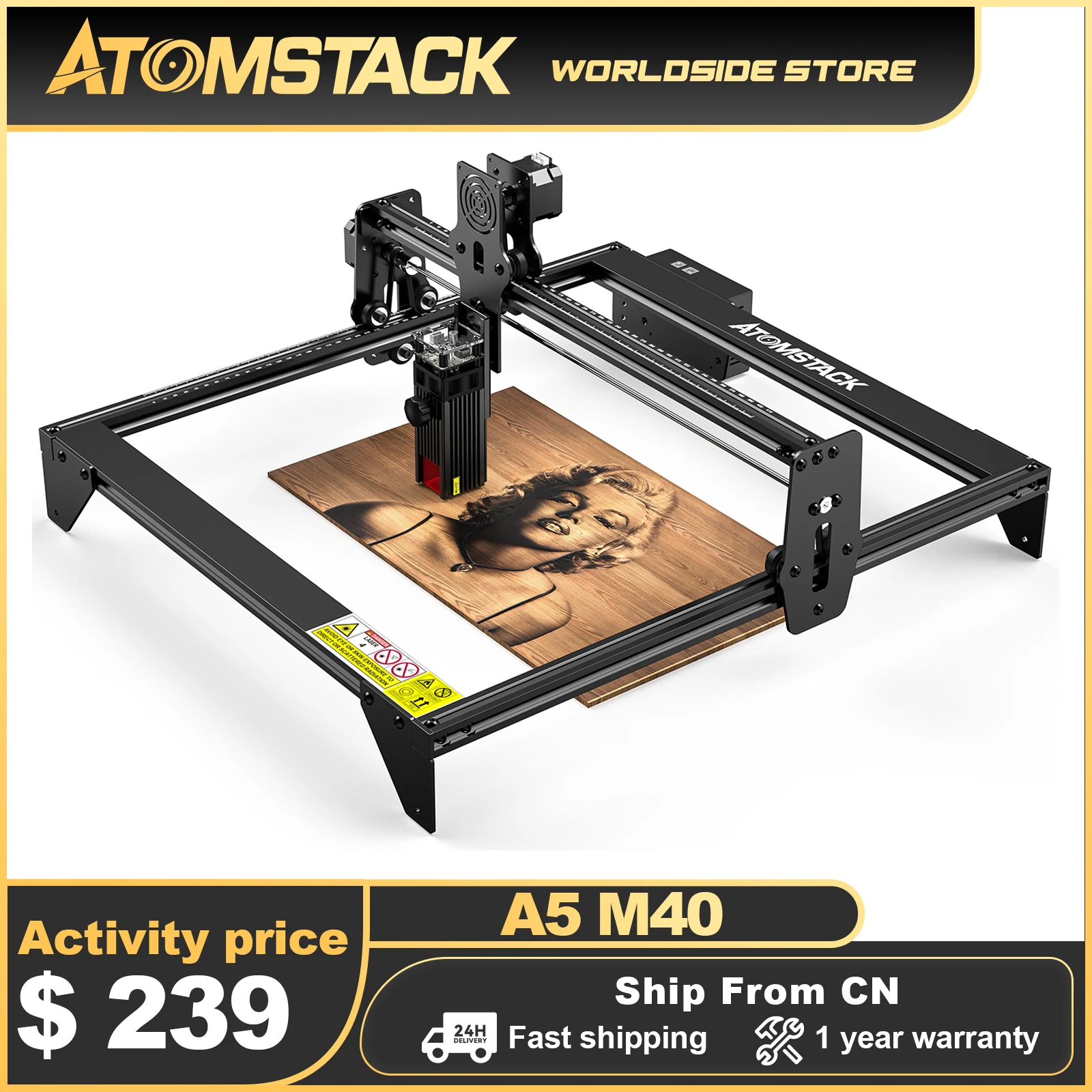 ATOMSTACK A5 M40 40W Laser Engraver 30mm Focal Length Cutting Alloy