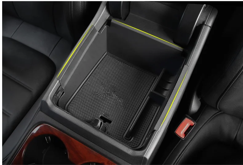 

ABS Car Armrest Box Storage Box Console with Mat for VW Touareg 2011-2019 Container Organizer Tray Interior Accessory