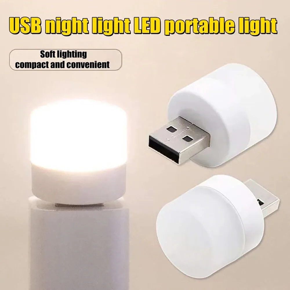 Mini Led Night Light USB Plug Book Small Circle Reading Eye Protection Campsite Equip