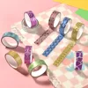 10Rolls Random Color Glitter Stickers Paper Adhesive Tapes DIY Decorative Label Craft Stickers For Office School Gift Packing 2