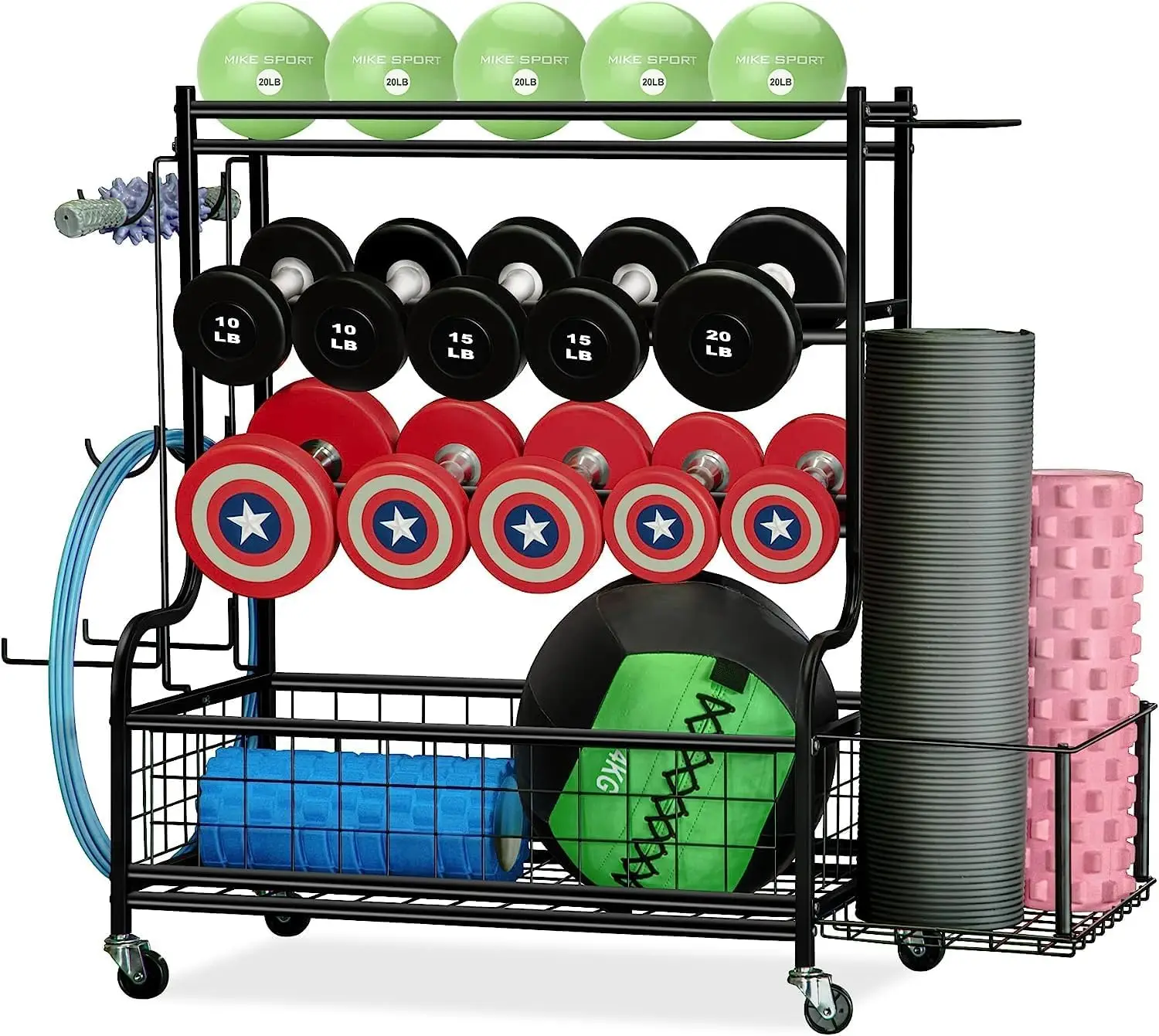 

Dumbbell Rack, Weight Rack for Dumbbells, Rack weight storage rack Dumbbell ,All in One Workout Storage with Wheels and Hooks,Y