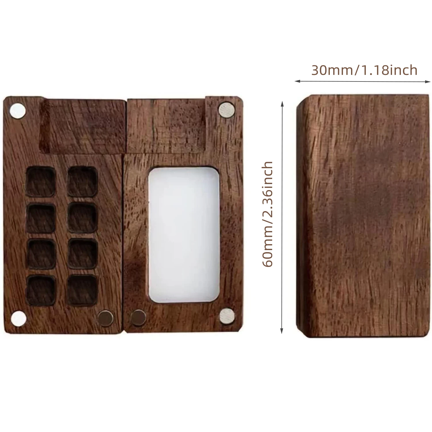 Paint Tray Color Palette Watercolor Palette Portable Travel Wooden Handmade 8 Grid 0.5ml Watercolor Paint Palette Oil Paints Tray Box Empty Box Mini Black Walnut Paint