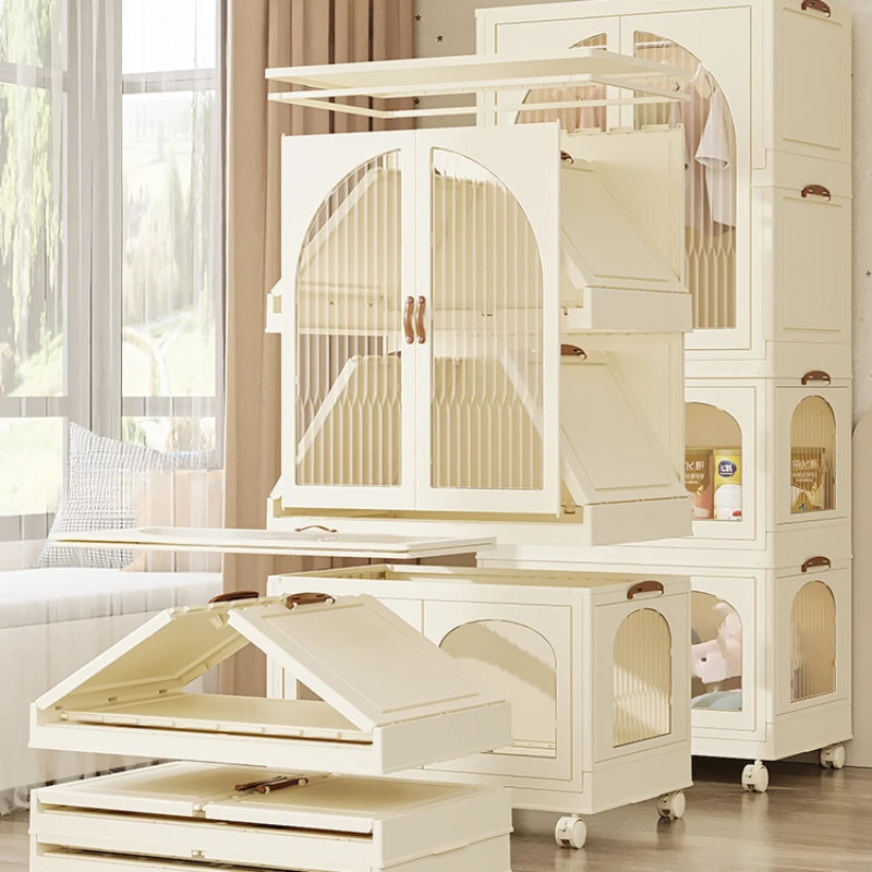 Plastic Portable Children Wardrobes Closet Organizer Cabinet Bedroom Wardrobes Shelves Shoe Szafa Na Ubrania Furniture MR50CW