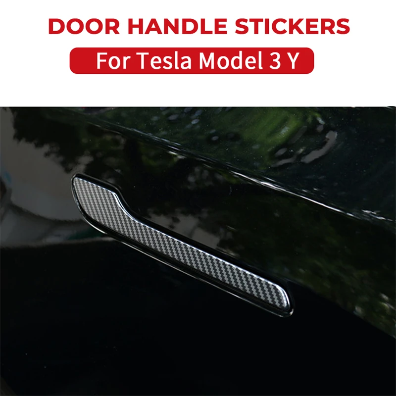 Car Door Handle Sticker For Tesla Model 3 Model Y 2022 2017 - 2021 Model3  Anti-scratch Protector Door Wrap Cover Paste 4Pcs/Set