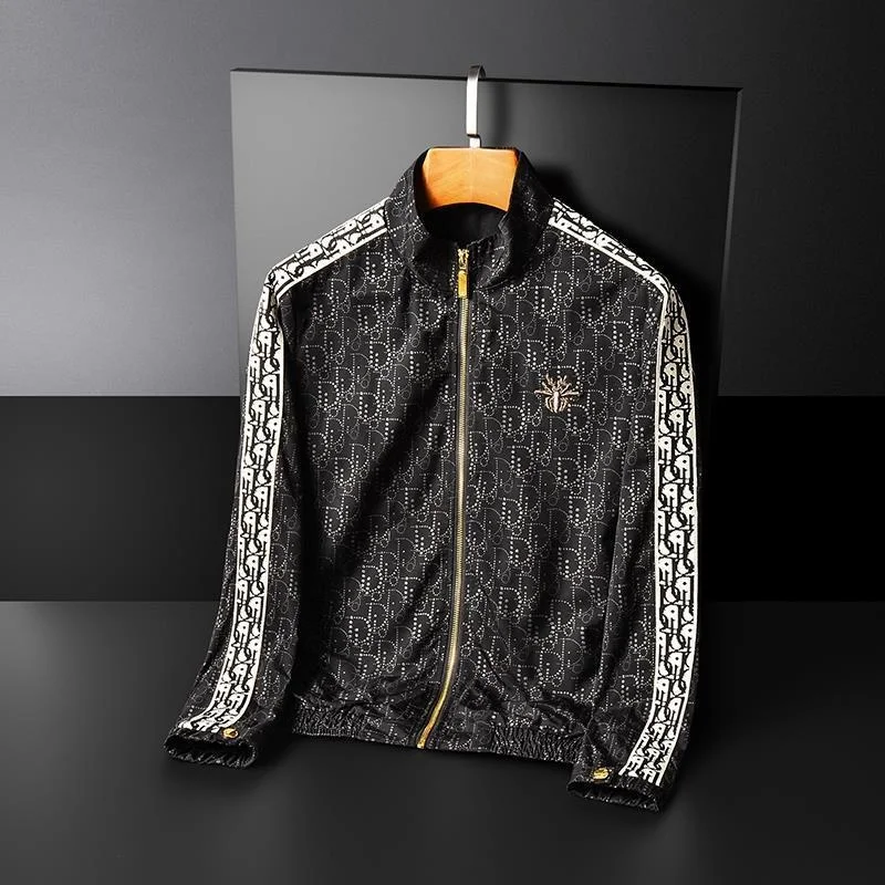 

Luxury brand Men's coat Spring autumn 2023 new style stand collar jacket men's light luxury fashion handsome printed top