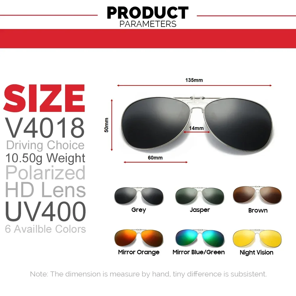 Oversized Fishing Sunglasses Clip Polarized Alloy Aviation Men Driving Women Glasses Clips for Myopic