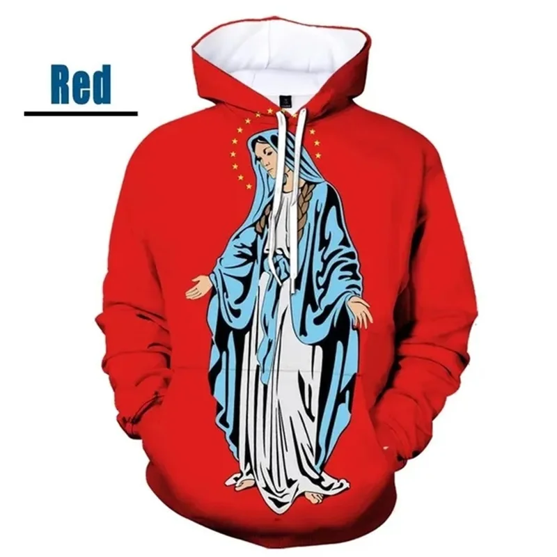 thumbnail image 1 of Sudadera con capucha gráfica de Virgen María ama a todos para hombre, sudaderas informales de gran tamaño personalizadas con estampado 3D, sudaderas para hombres, 1 of 5