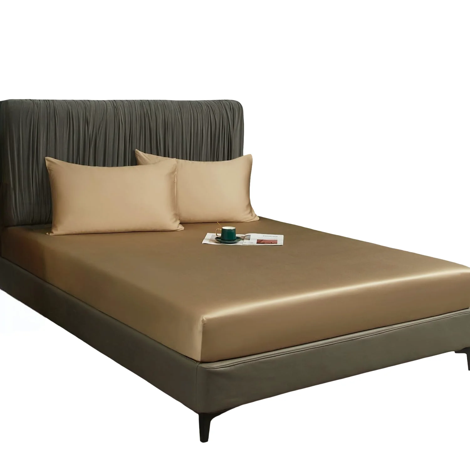 Lenzuola con Eraser 140x200x30 cm in Bambù Marrone Setoso, Morbide Traspiranti per Materasso Camera da Letto Oeko-Tex