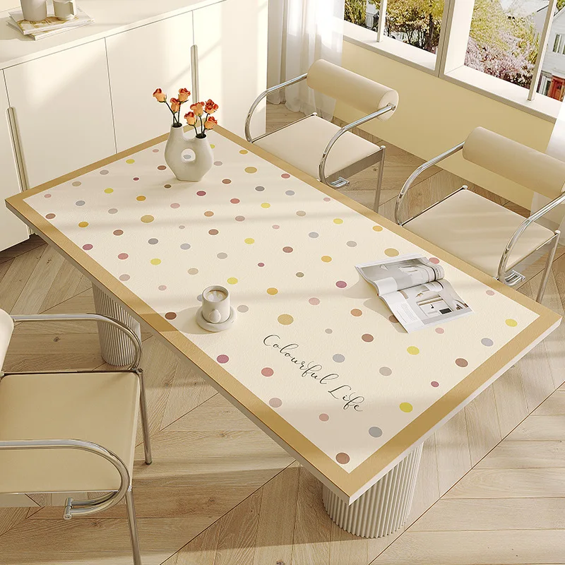 

PVC Tablecloth Waterproof and Oil-proof Wipes Non-washable and Anti-scalding Leather Table Mats Table Mats End Table Cloth