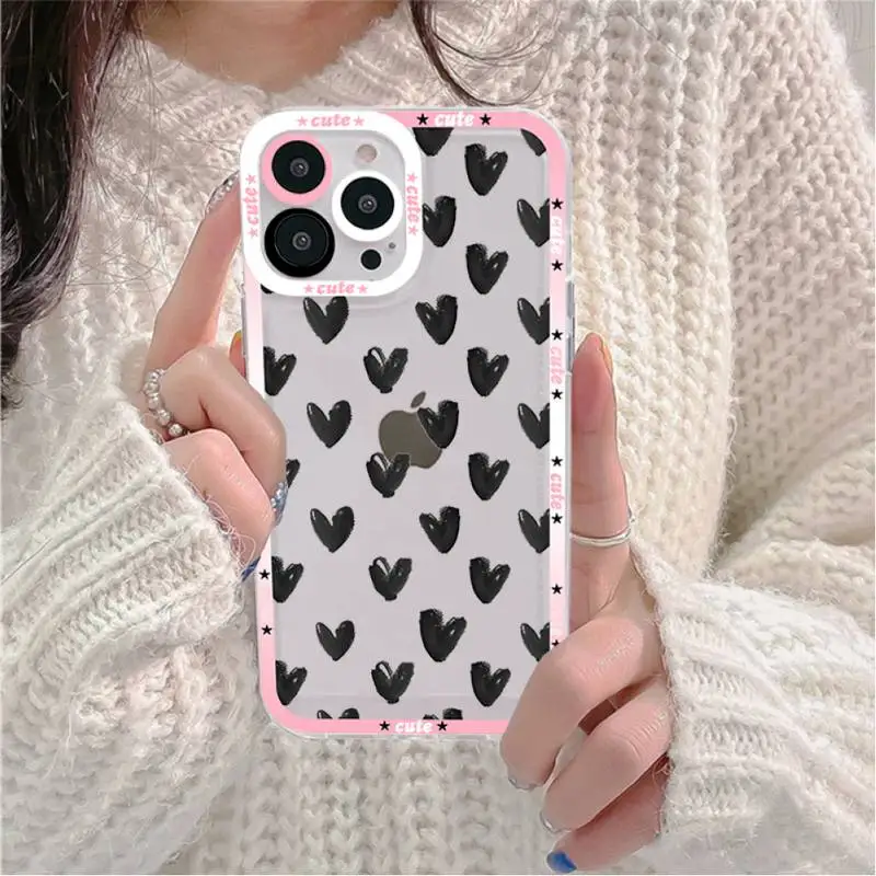 Love Heart Phone Case for iPhone 11 12 13 Mini Pro Max 14 Pro Max Case shell