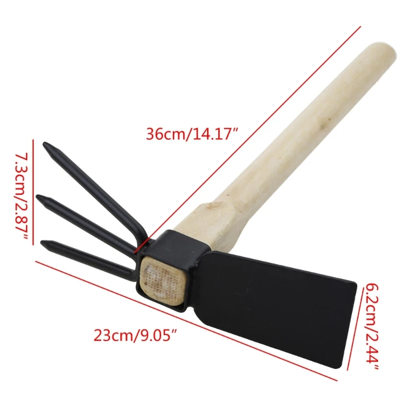 Wood+ Tool Steel Portable Hoe Loosening Soil Hand Tool Anti-bending Hoe 6