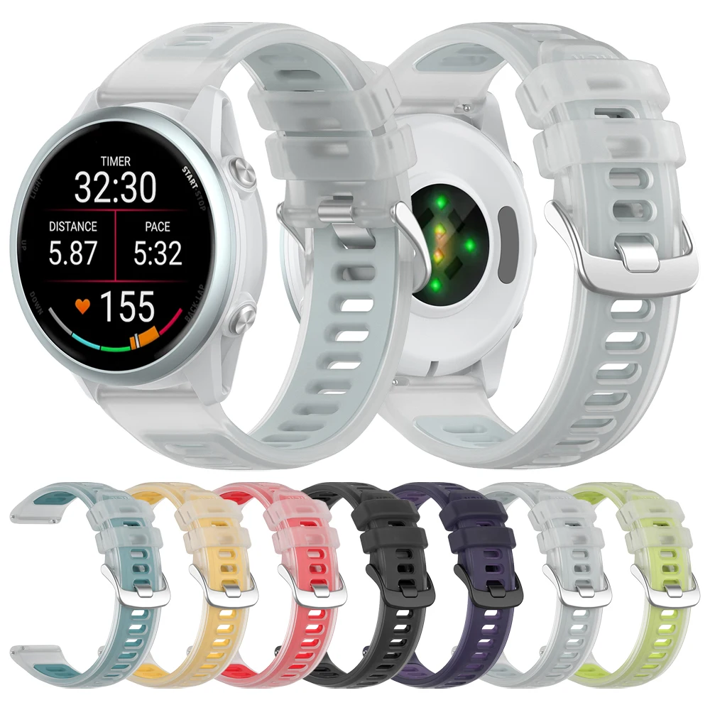 22 mm 20 mm durchscheinendes zweifarbiges Silikonarmband für Garmin Forerunner 570 265 255 165 55/Vivoactive 6 5 4/Venu 3 2 Plus Uhrenarmband
