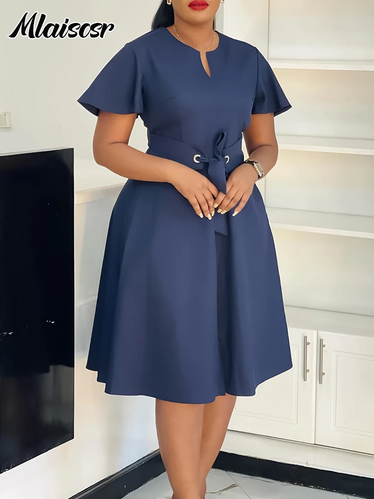 Mlaiscsr فساتين متوسطة الحجم للسيدات برقبة على شكل...