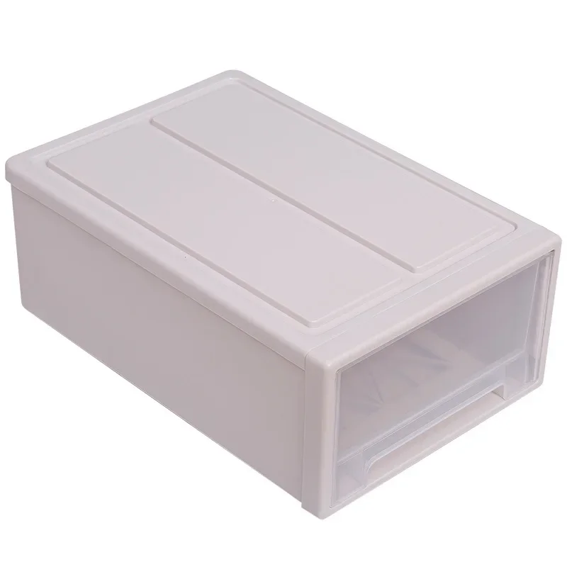

Combination stackable transparent plastic drawer storage cabinet