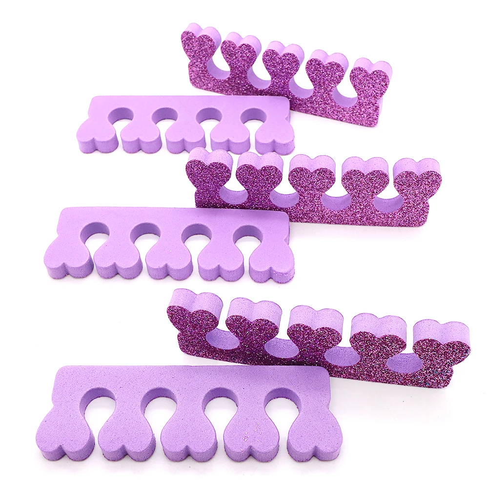 10Pairs Purple Durable EVA Toe Separator Shinning Toe And Finger Dividers Pedicure Foot Separator For Manicure Set Nail Art Tool