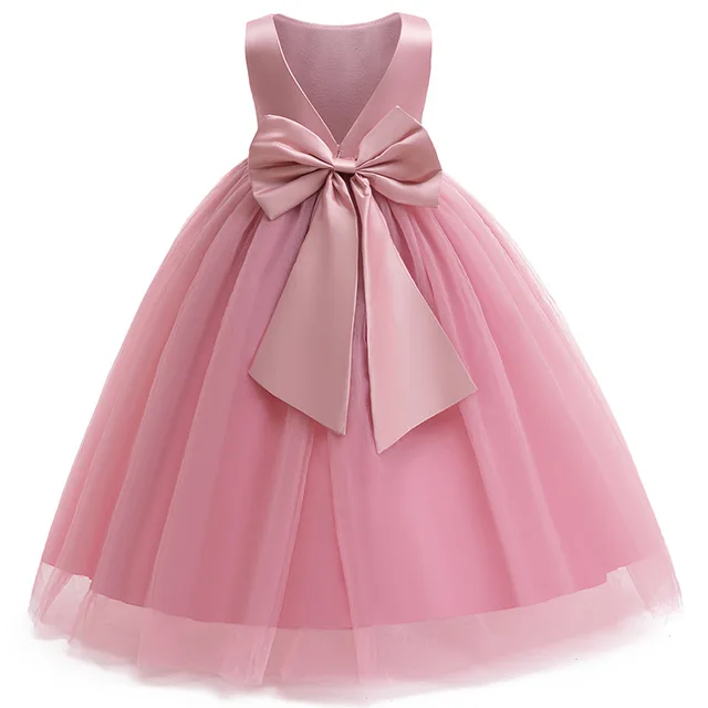 Nouvelle robe de demoiselle d'honneur de luxe pour filles de 8 à 12 ans, robe à col en V, longue, transparente, costume de fête, costume de carnaval 1