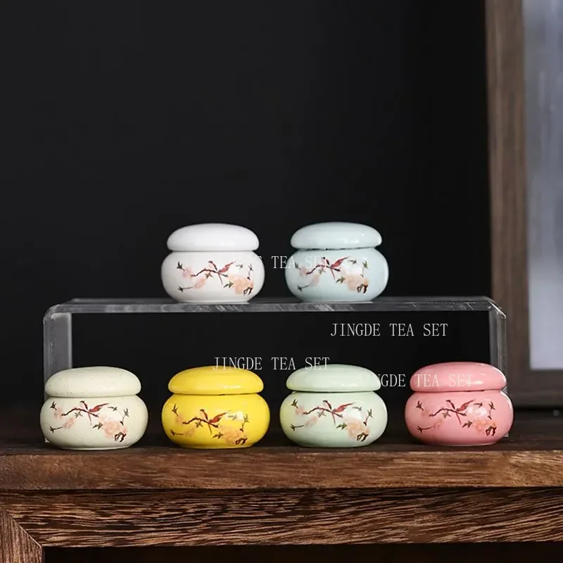 Travel Portable Ceramic Tea Caddy Home Tea Container Moisture-proof Jar Coffee Airtight Jars Kitchen Spice Nut Storage Container