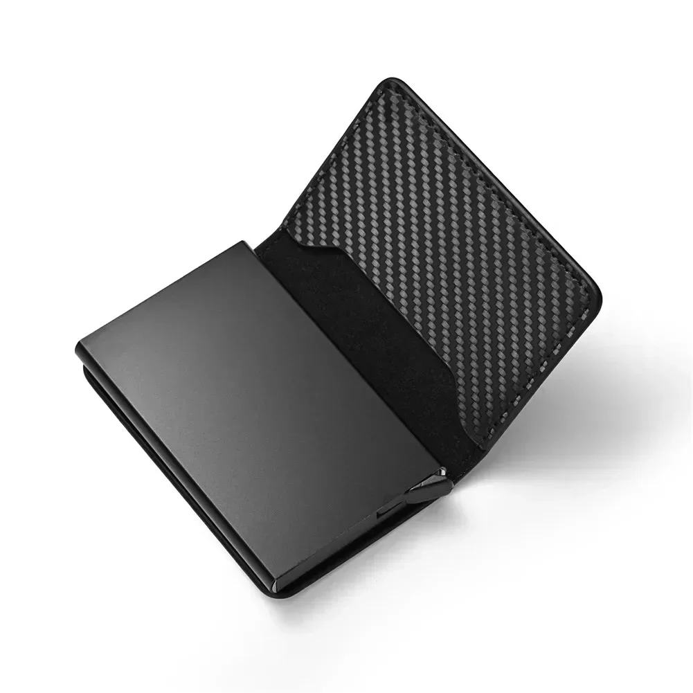 Carbon Fiber Wallet Men's RFID Blocking Card Holder Automatic Pop-Up Anti-Theft ID Credit Card Case