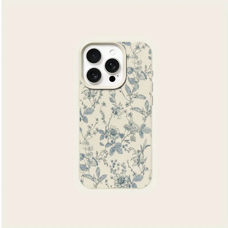 Blue Elegant Flower Pattern Soft Phone Cover