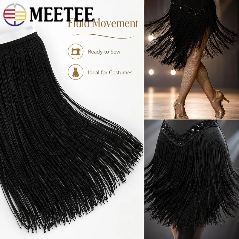 Nastro con frange e nappe in poliestere da 2/5/10 metri e 50 cm di lunghezza per abiti da ballo latino, costumi di scena, decorazioni per cucito e movimenti dinamici. - immagine 4