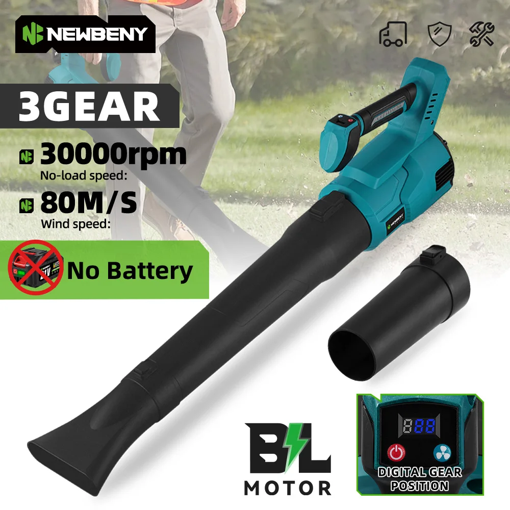 Brushless Electric Air Blower 30000RPM 80m/s 3Gears Cordless Snow Leaf Cleaner Garden Power Tools For 21V 18V Battery NEWBENY