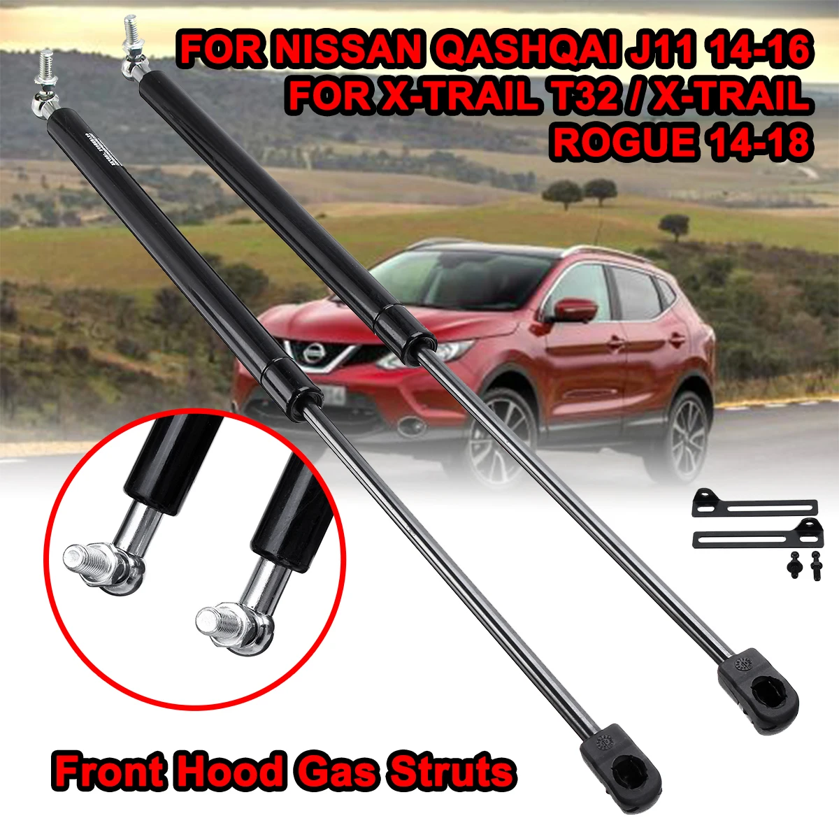 

Car 2X Front Engine Hood Lift Supports Props Rod Arm Gas Springs Shocks Strut For Nissan QASHQAI J11 X-TRAIL T32 2014-2018