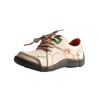 TMA EYES Women's Hand-Stitched Leather Sneakers Lightweight Flat Design Shoes Comfortable Breathable Upper Leather Sole - Image 4