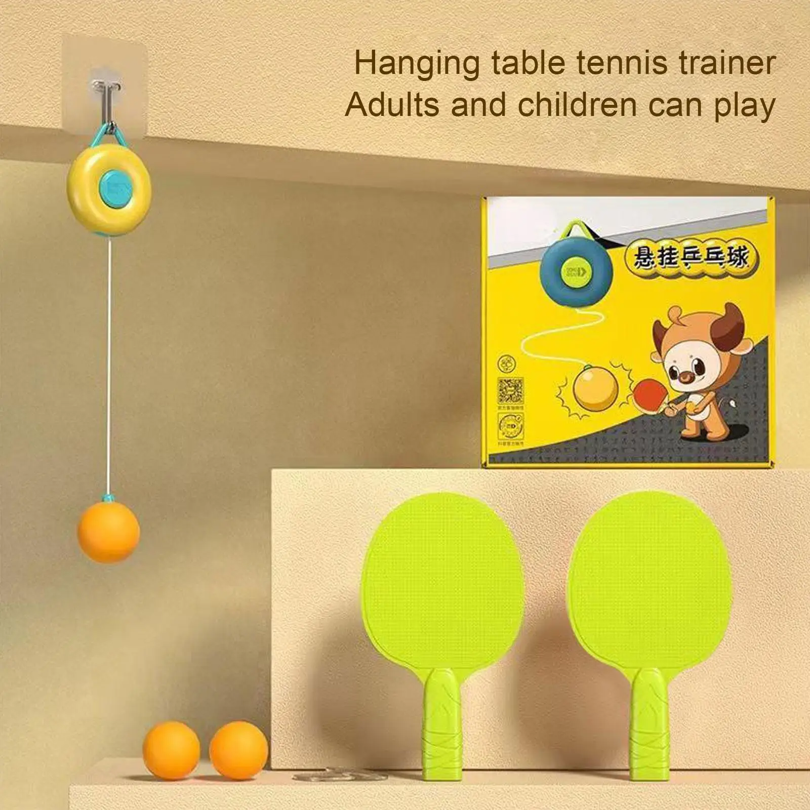 Enfant suspendu intérieur Entraîneur de tennis de table Ensemble portable,  Entraîneur de ping-pong pour enfants Parent Child Interaction Jouet Jeu