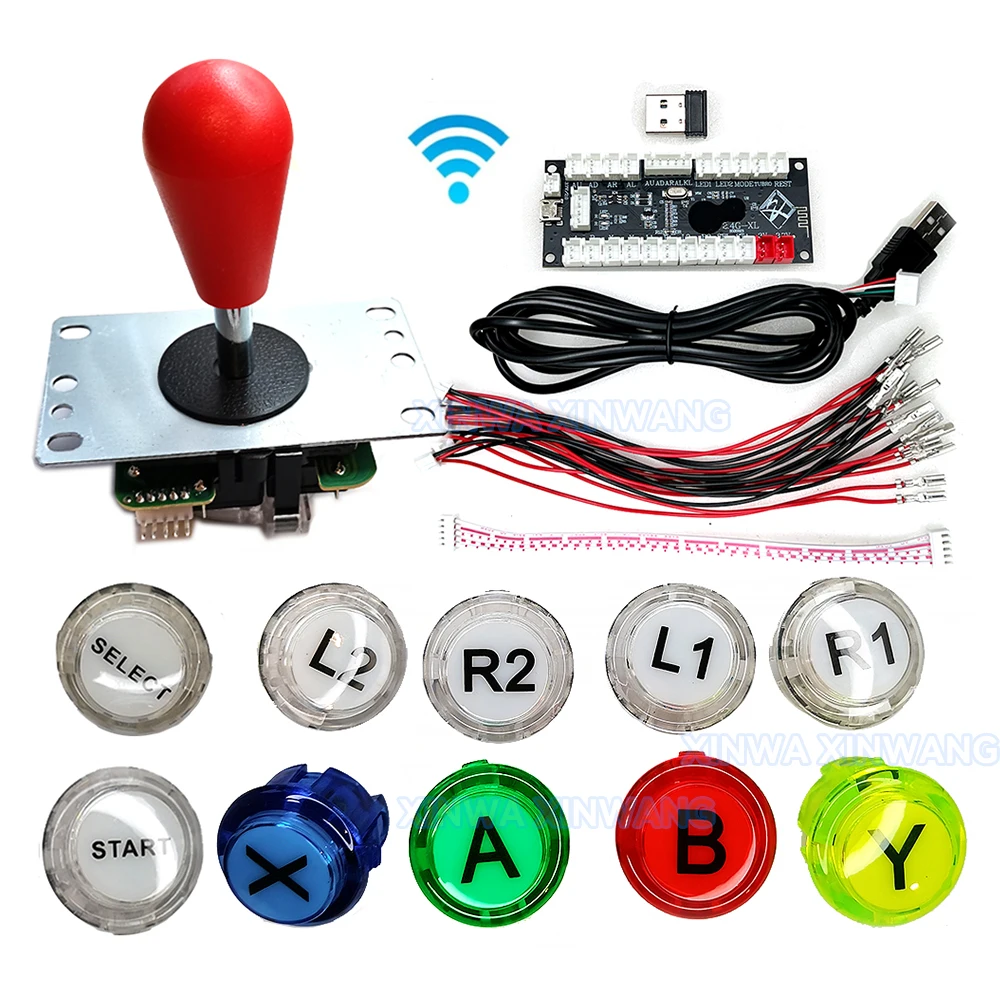 Ps PC 안드로이드 TV 아케이드 게임 DIY 키트, 지연 제로 무선 USB 보드 조이스틱 컨트롤러 복사, Sanwa Obsc 클리어 푸시 버튼 세트