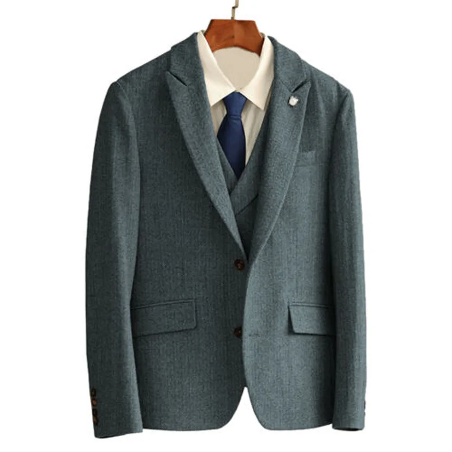 (jaqueta) herringbone tweed blazer mistura de lã