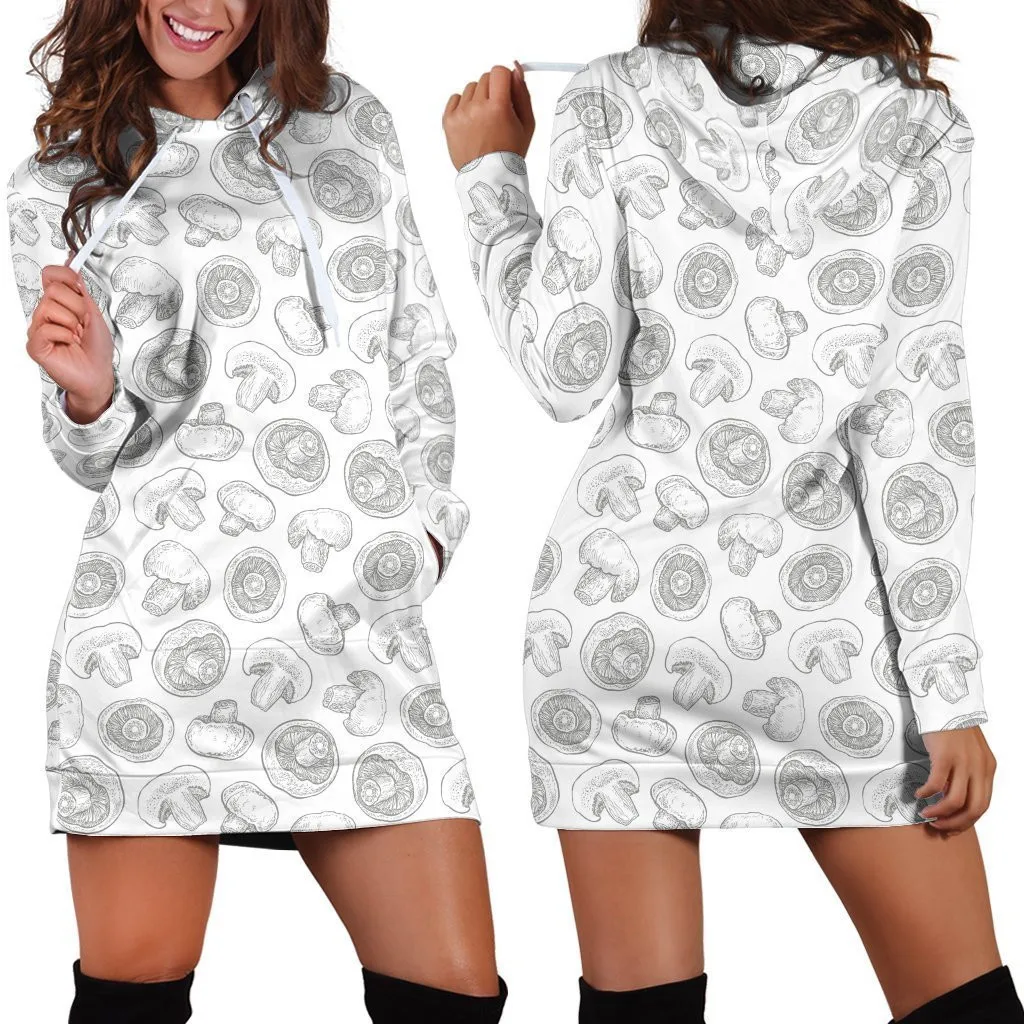 Mushroom Composition Hoodie Dress 3D Printed Hoodie Dress Novelty Hoodies Women Casual LongSleeve Hooded Pullover Tracksuit