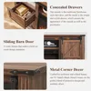 Farmhouse TV Stand for 75+ Inch TV, 32" Tall Entertainment Center w/4 Drawers & Sliding Barn Door, Rustic Media Conso 6