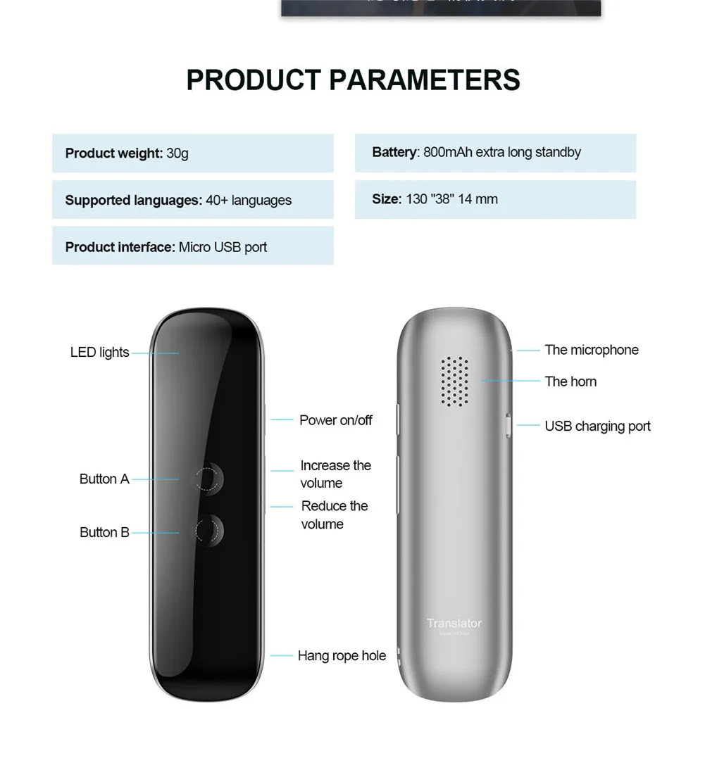 G5 inteligente portátil tradutor instantâneo voz dispositivo de tradução  bluetooth inglês em tempo real voz 40 idiomas tradutor