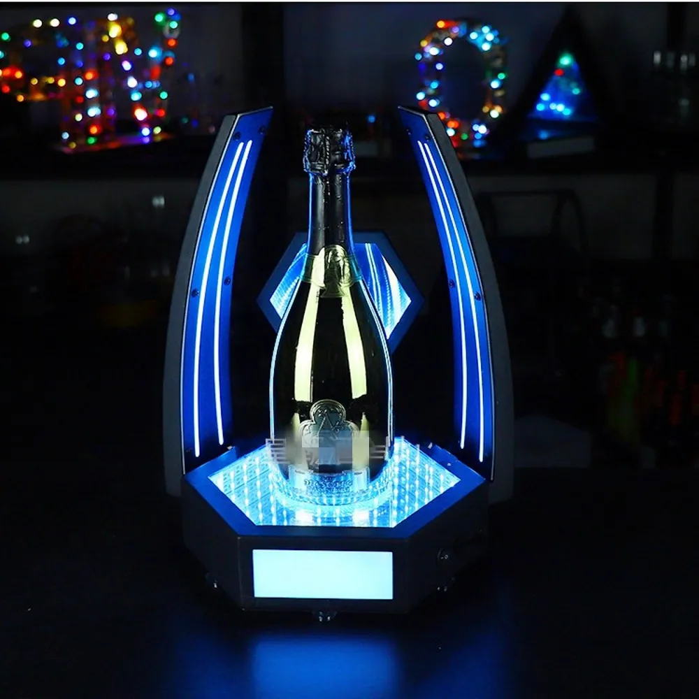 New Led Rechargeable Mirror Backlit Sign Champagne Bottle Presenter Imperial Crown Cocktail Wine Whisky Bottle Glorifier