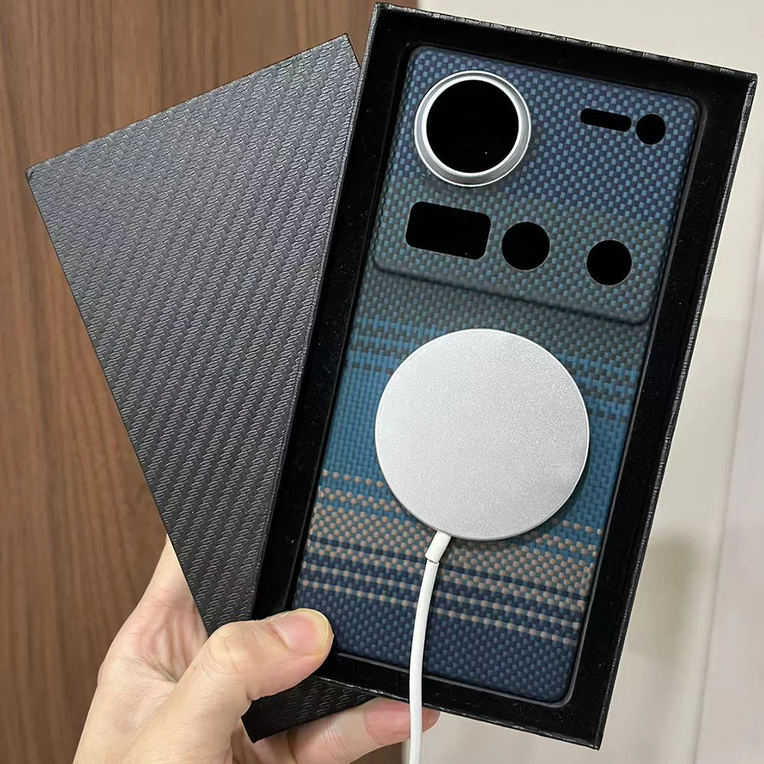 マグネット式アラミドカーボンファイバー製スマホケースカバー