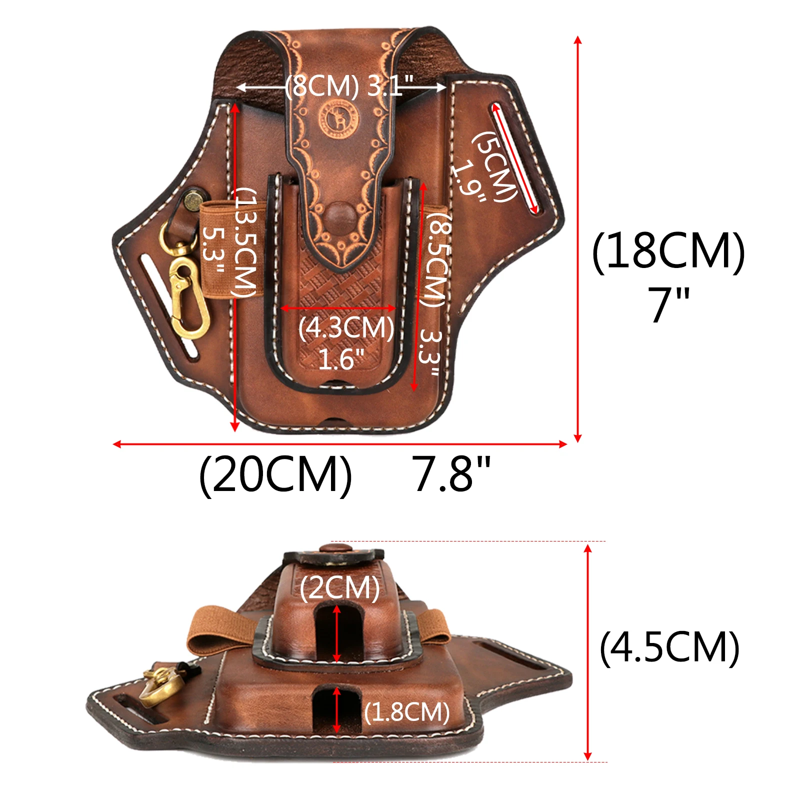 Tourbon Leather Double layer Folding Knife Sheath EDC Pocket