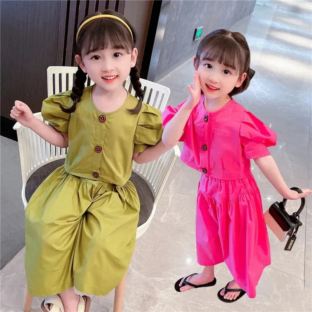 

Summer Toddler Baby Girl 2 PCS Clothing Sets Children Cotton T Shirt Tops and Loose Pants for Girls Cute Daily Outfits 3-10Years