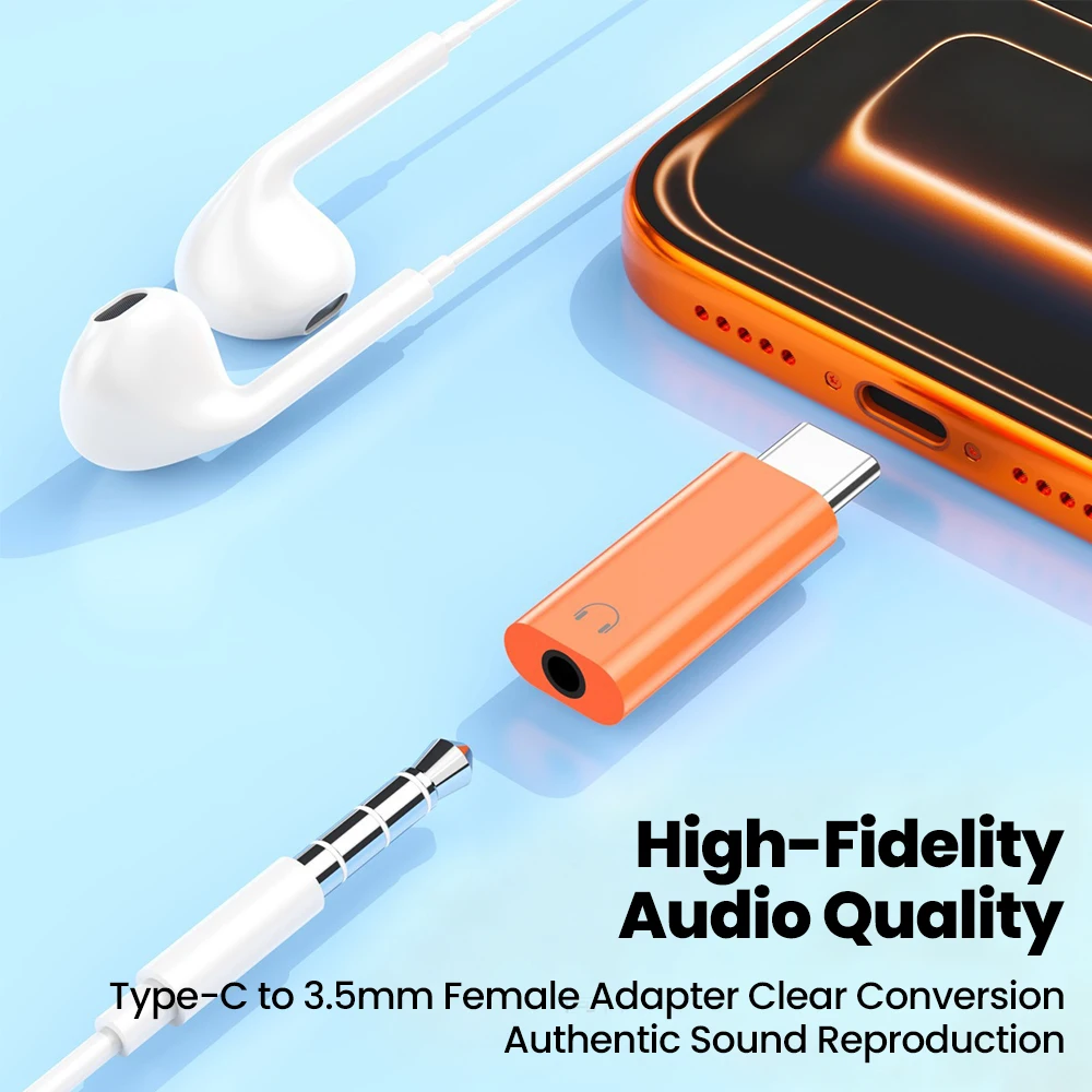 타입 C에서 3.5mm 오디오 어댑터/어댑터 케이블 인라인 컨트롤 헤드폰 오디오 케이블 DAC 디지털 컨버터 아이폰 15 16 17용