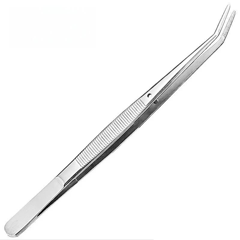 Dental Cotton Dressing Tweezers Stainless Steel Surgical Serrated Curved Tweezers Pincers Forceps Dentistry Instruments precision tweezers tweezer tool