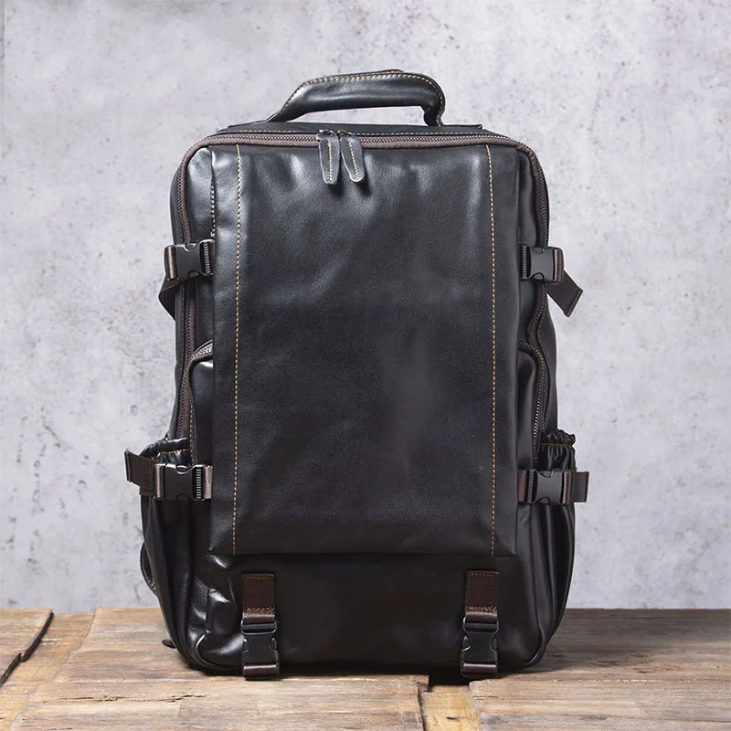 

Luufan Soft Genuine Leather Backpack For Man Women Laptop Rucksack Real Cowskin large Travel Backpacks Daily Daypack Black Brown