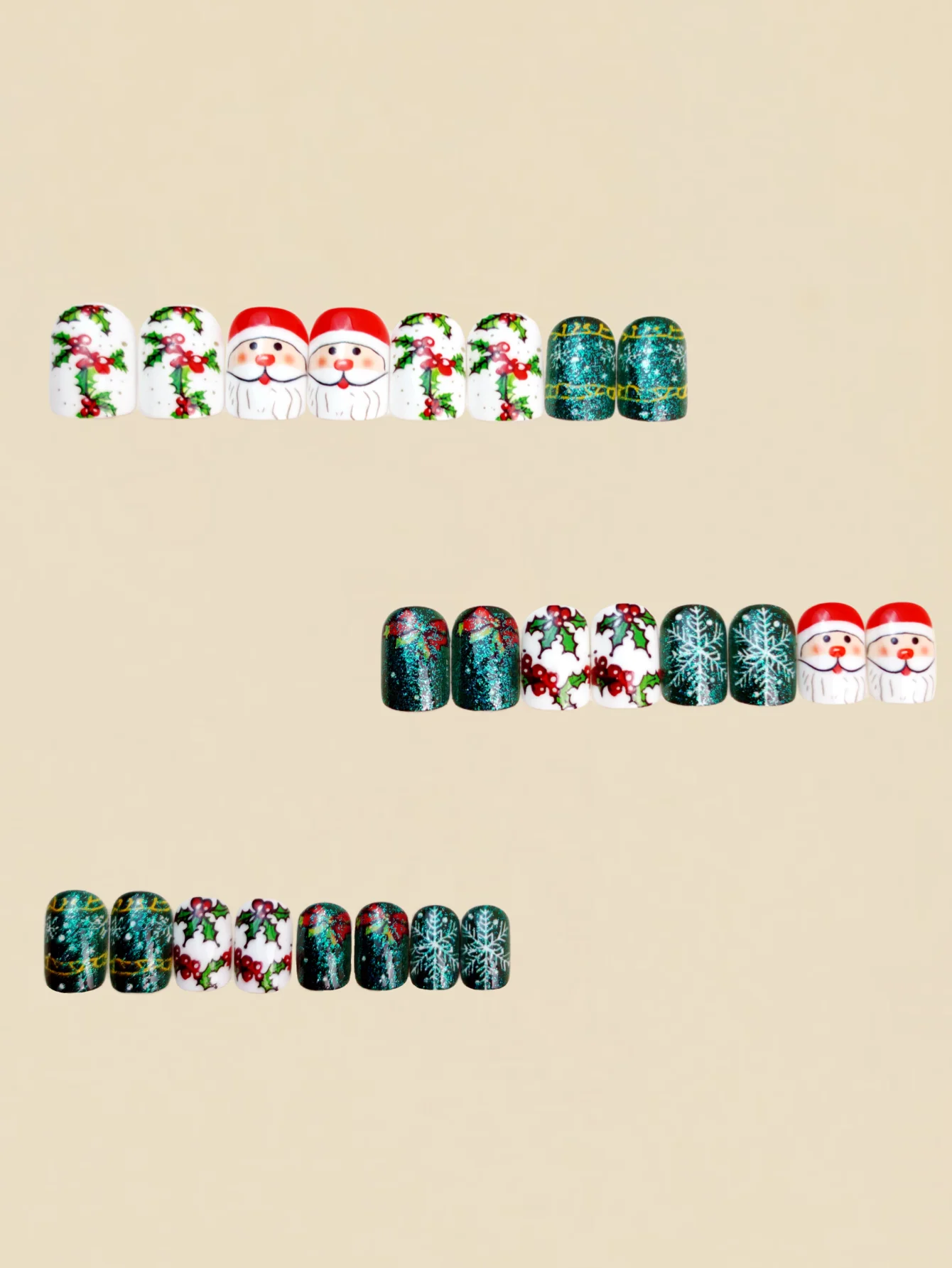 Christmas nail patches, Christmas tree pattern nail art 2