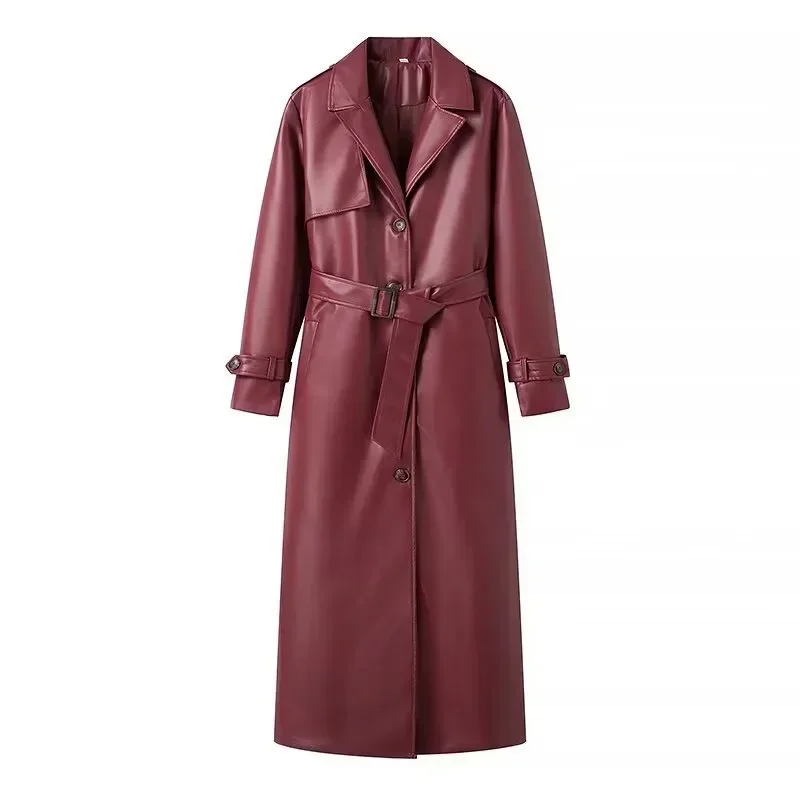 Long wine red coat