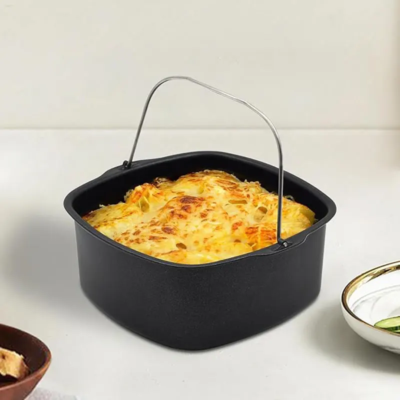 Air Fryer Non-stick Cake Baking Tray Basket Izza Bread Baking Tray Basket Kitchen Air Fryer Accessories Baking Basket