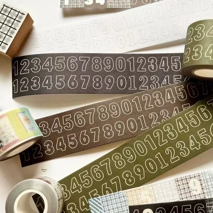 Susan Studio Vintage Retro Kreis Rahmen Plaid Muster Nummer Washi PET Klebeband für Kartenherstellung DIY Scrapbooking Dekorative Aufkleber – Detail 4