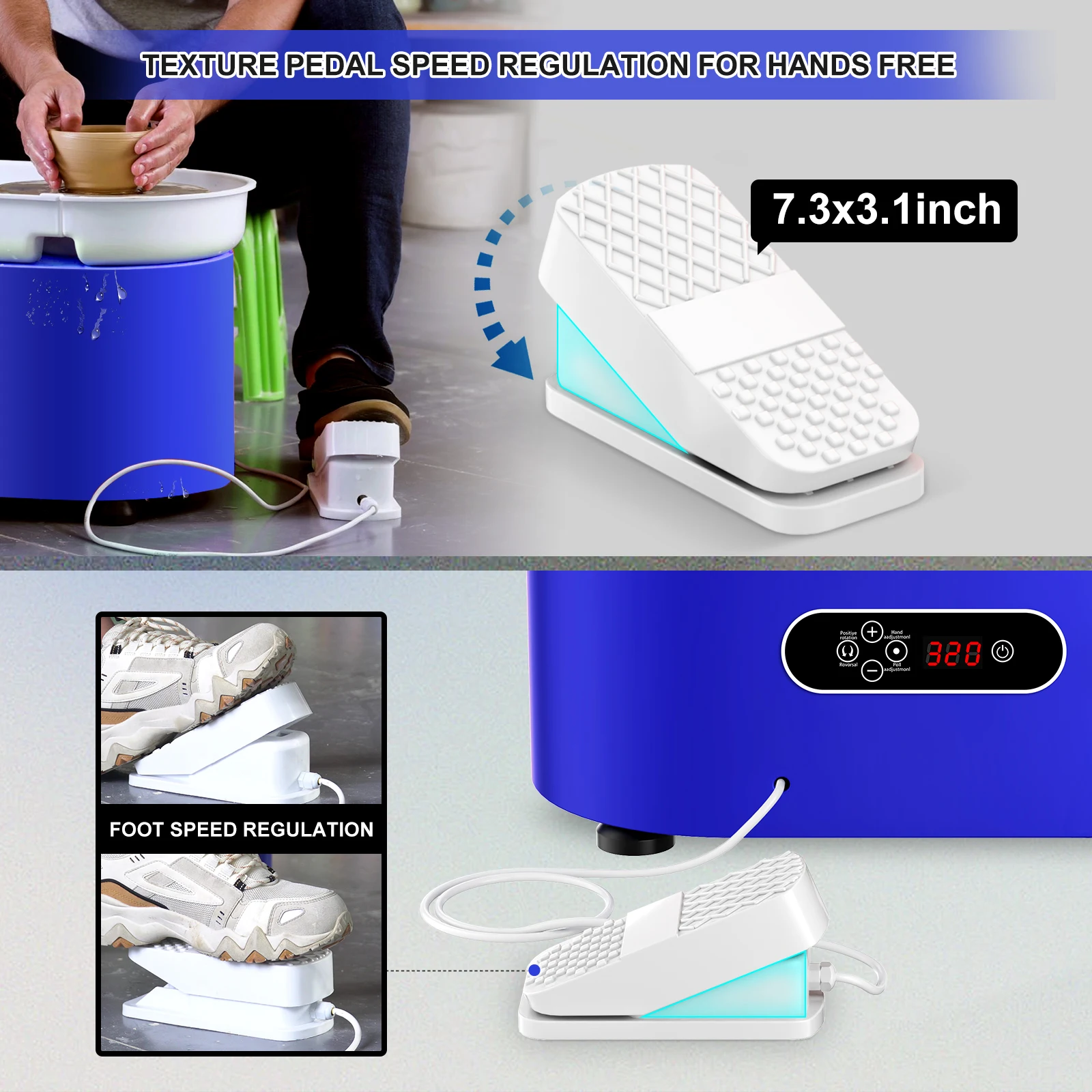 Electric Pottery Wheel with LCD Display 25CM 350W Pottery Wheel Ceramic Work Clay DIY Craft Dual Control Removable ABS Basin pottery wheel ceramic tools