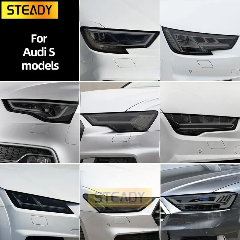 

2 Pcs Smoked Black TPU Protective Sticker Headlight Tint Film For Audi S3 8V 8Y S4 B8 B9 S5 S6 C8 S7 S8 D4 TTS 8S Accessories
