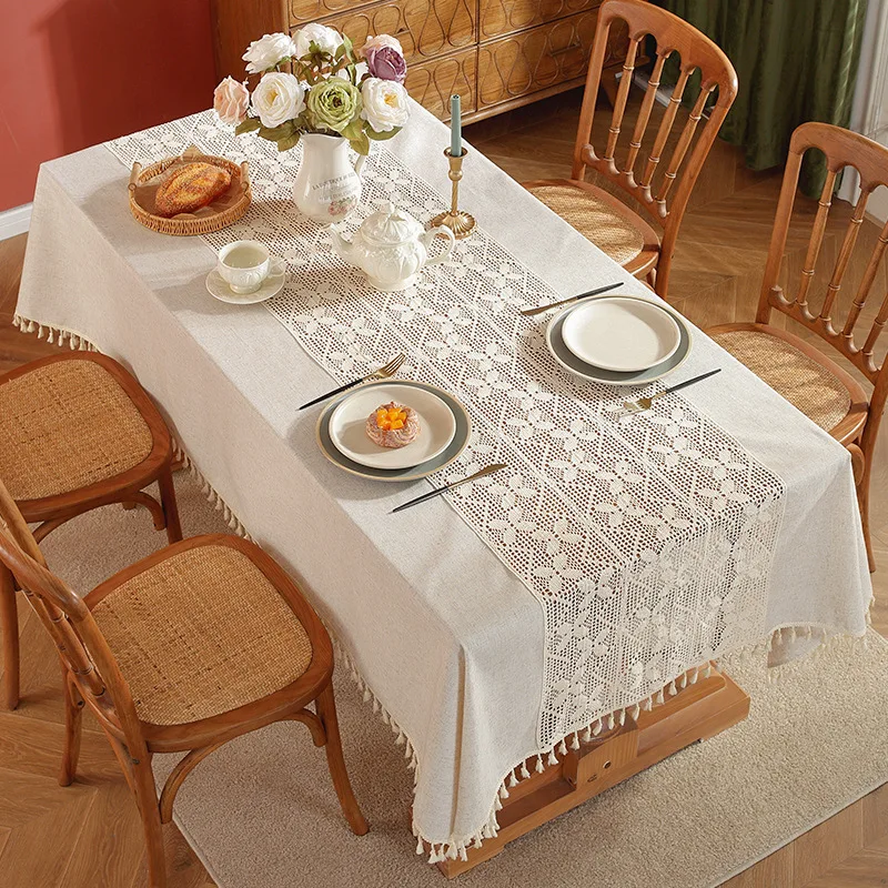 

Pastoral Tablecloth Luxury Lace Desk Pad Splicing Craft Coffee Table Cloth Home Decoration Rectangular Place Mat Free Shipping