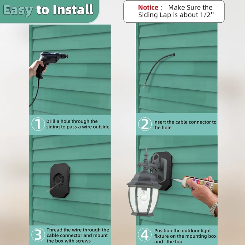 Promotion! Siding Mounting Blocks,Outdoor Siding Mounting Kit,Siding Plate For 1/2Inch Lap Double And 4Inch Siding,2Pac